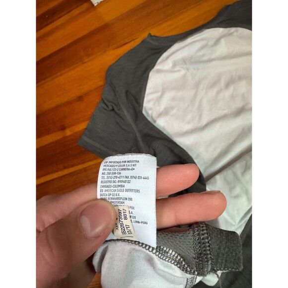 American Eagle 360 Extreme Flex Short Sleeve Shirt AEActive White Gray Men Small - Picture 7 of 7